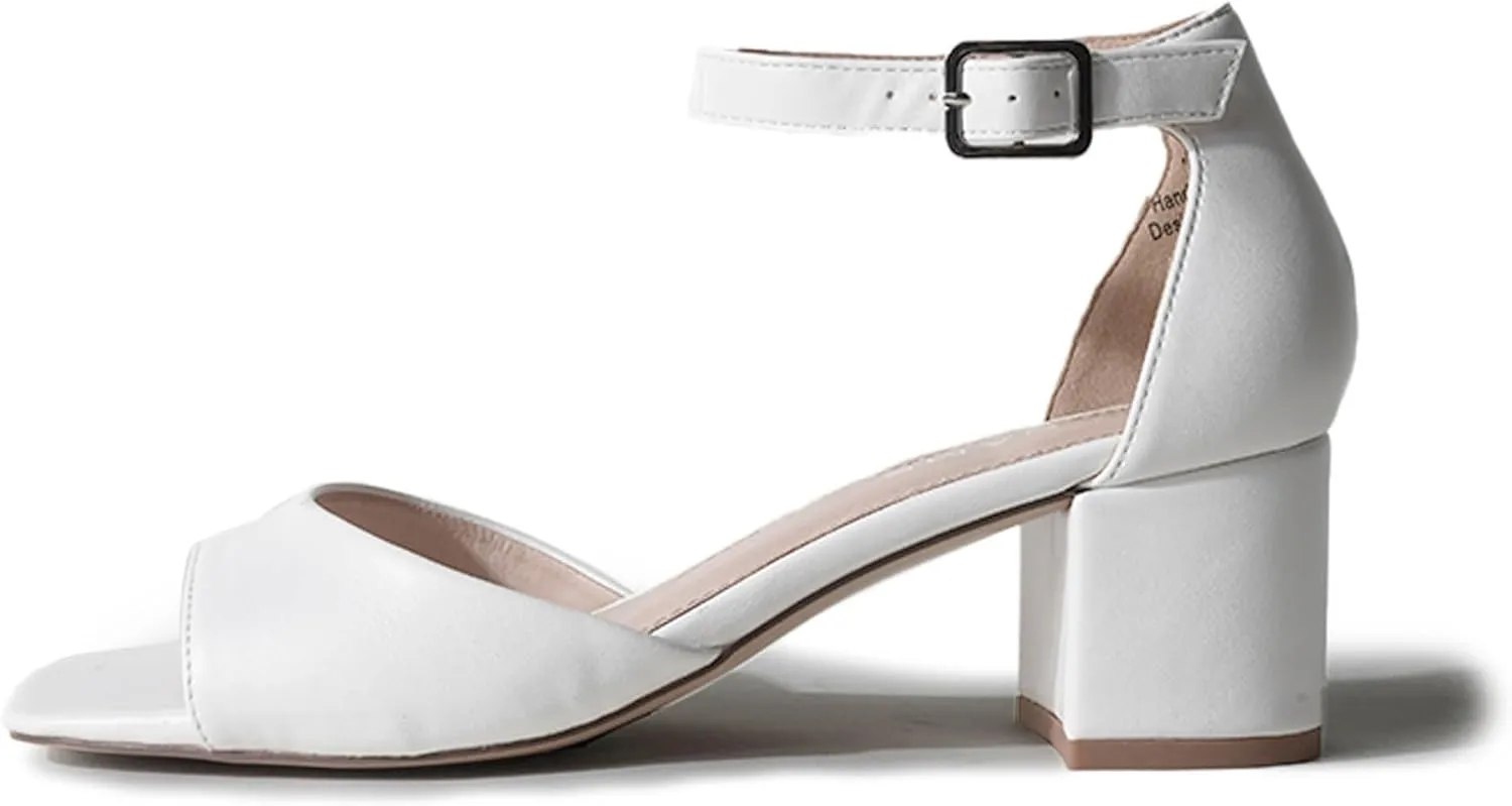 J. Adams Ruth Heeled Sandal ?C Low Block Heels for Women, Short Heel Bridal & Wedding Shoes, Dressy Prom Heels, Elegant Formal Dress Shoes for Bride
