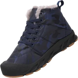 Kids Lace-Up Snow Sport Shoes Fuzzy Lined Outdoor Ski Booties Boys Girls Cotton Thick Sneaker Childrens Non Slip Shoes