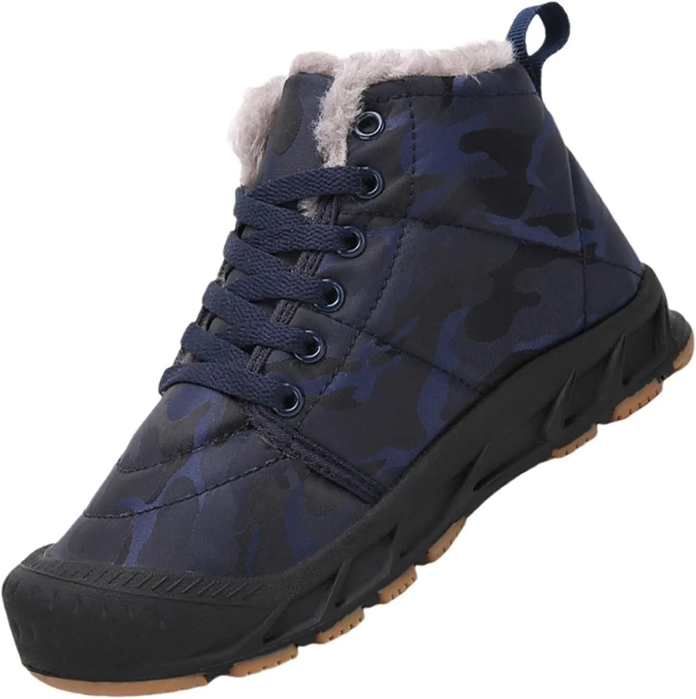 Kids Lace-Up Snow Sport Shoes Fuzzy Lined Outdoor Ski Booties Boys Girls Cotton Thick Sneaker Childrens Non Slip Shoes