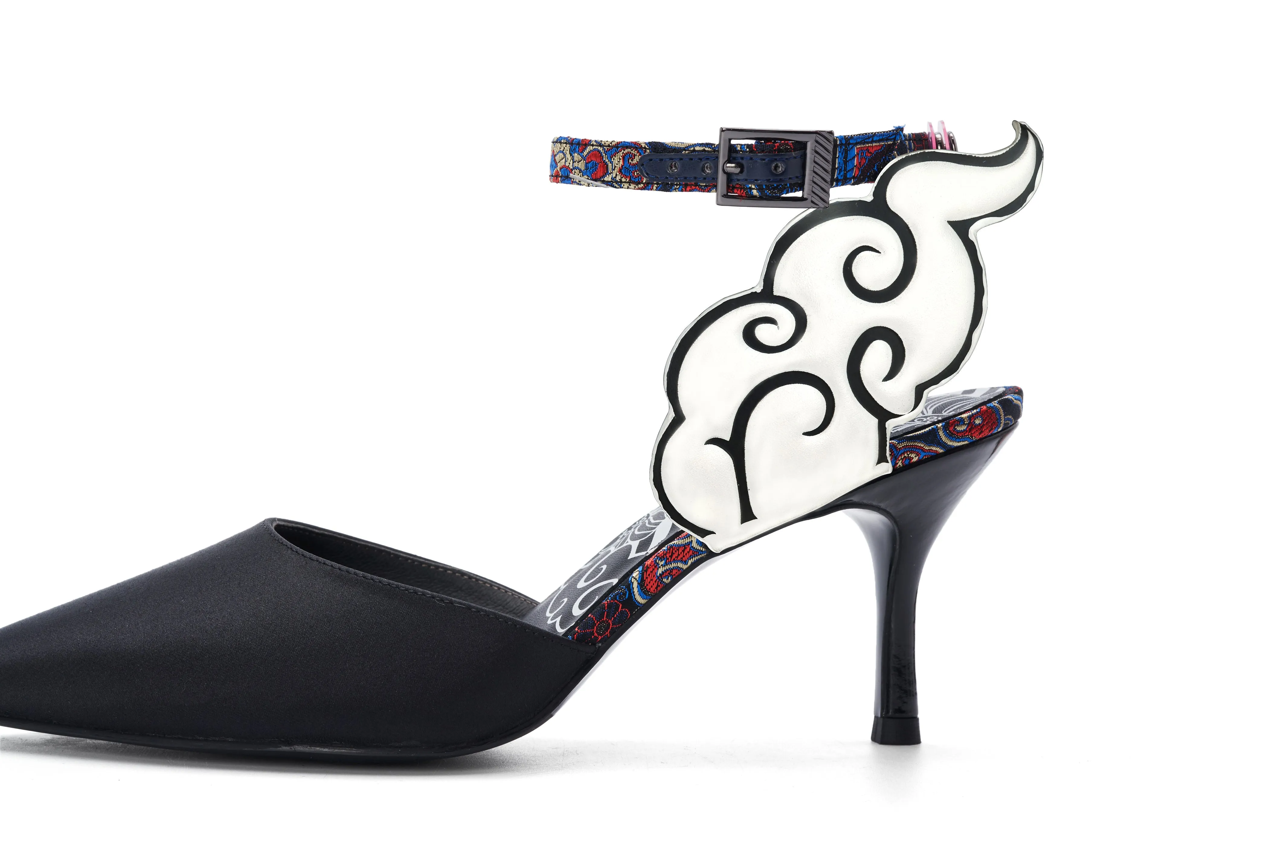 Ladies Satin Slingback Pumps 5300 Black