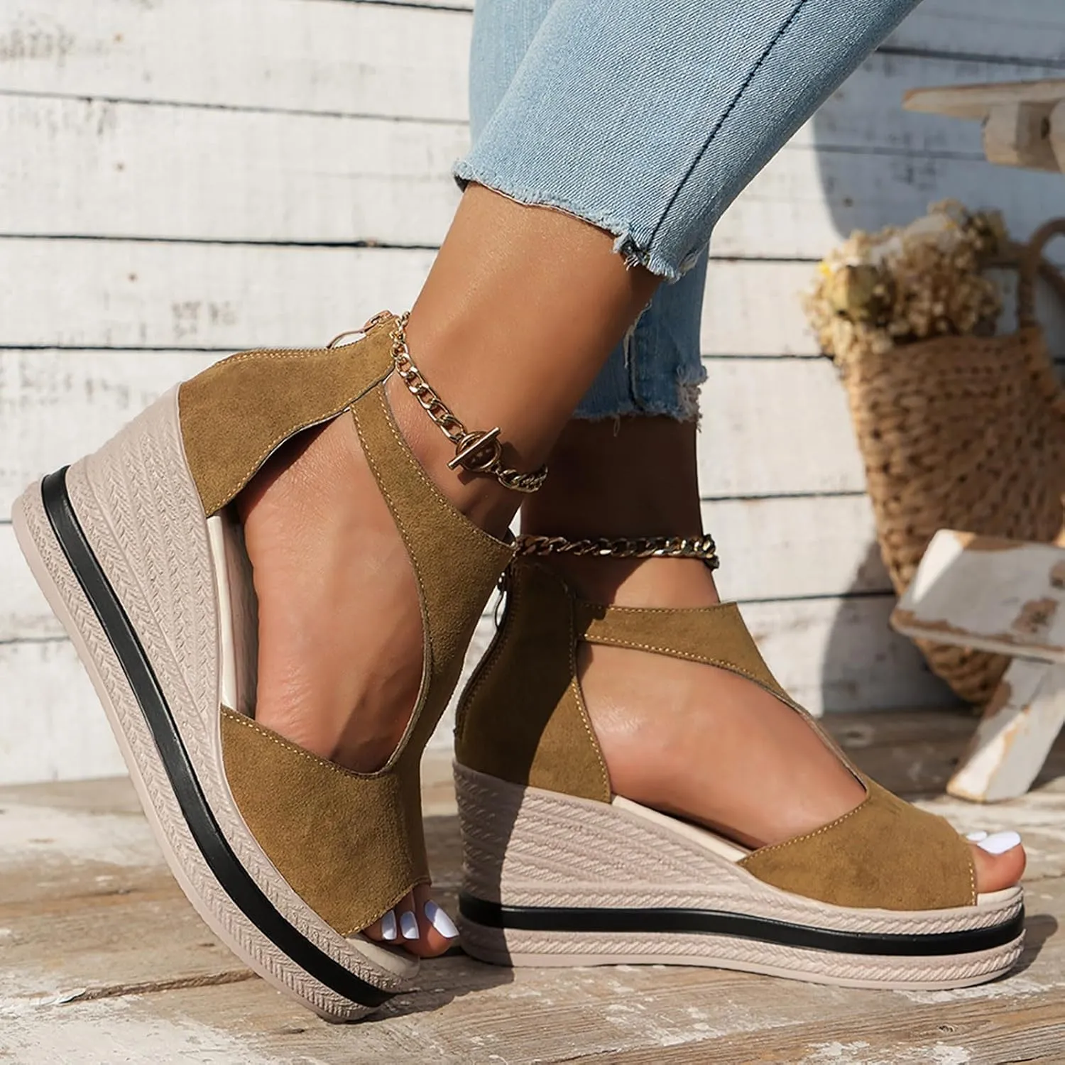 Ladies Wedges Sandals Open Toe Fashion Causal Wedge Platform Solid Color Sandals Women Vacation Shoes for Women 2017