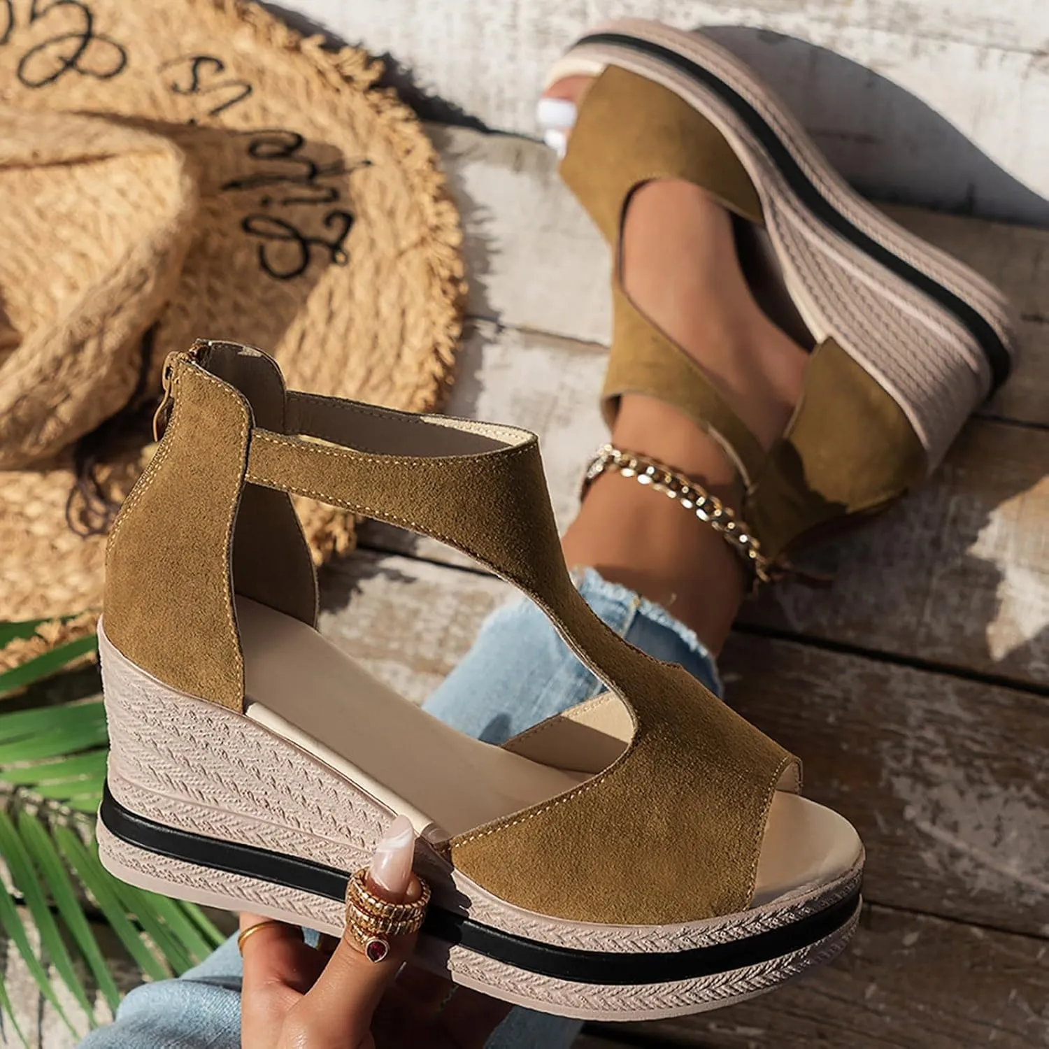 Ladies Wedges Sandals Open Toe Fashion Causal Wedge Platform Solid Color Sandals Women Vacation Shoes for Women 2017