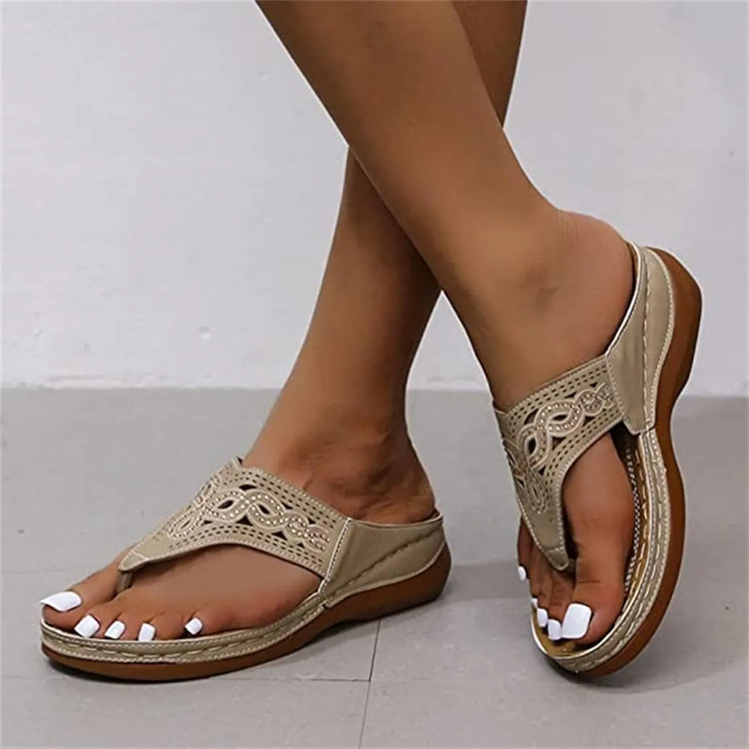 Ladmiple Orthopedic Dress Sandals For Women Plantar Fasciitis Orthotic Slides Comfortable Summer Flip Flops with Arch Support
