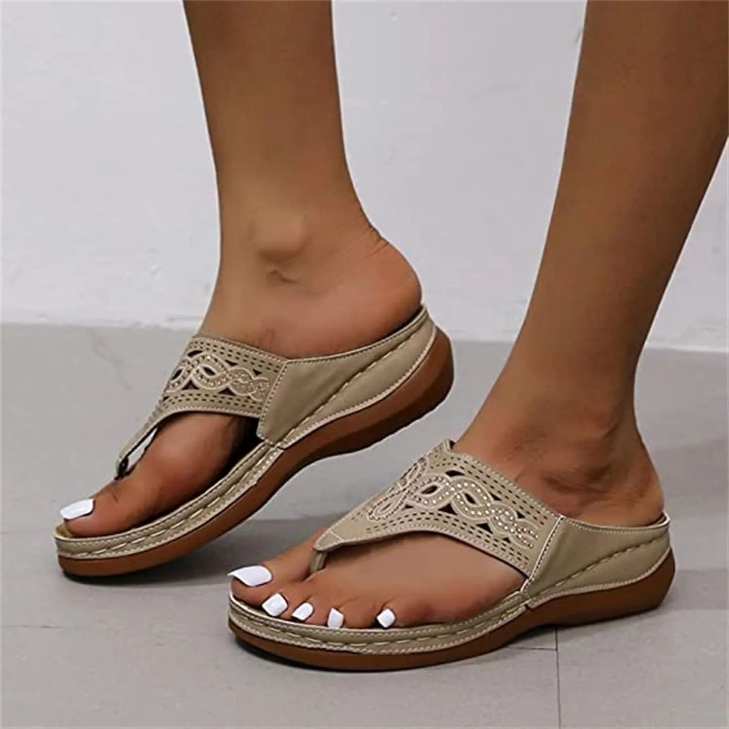 Ladmiple Orthopedic Dress Sandals For Women Plantar Fasciitis Orthotic Slides Comfortable Summer Flip Flops with Arch Support