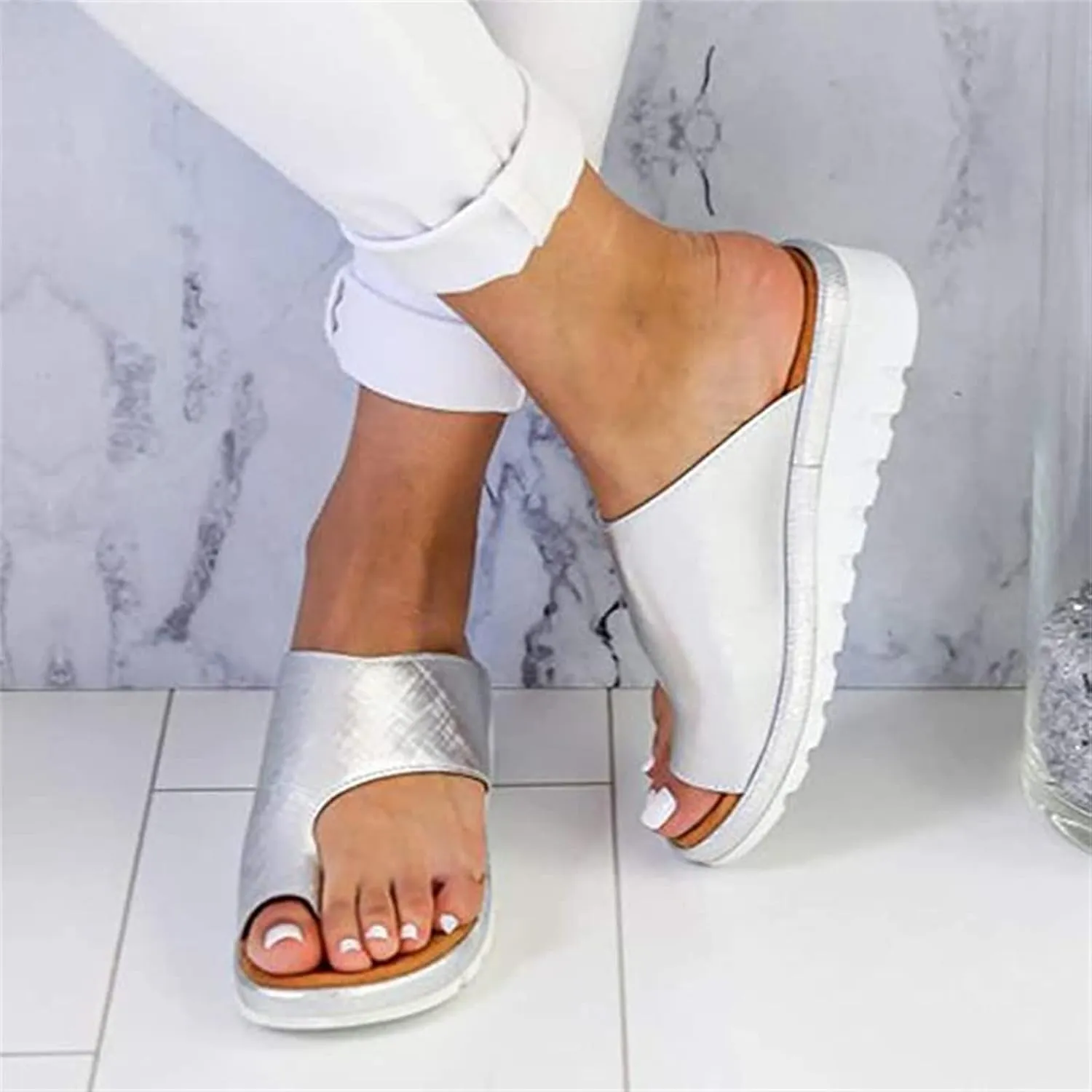 Ladmiple Orthopedic Sandals for Women Arch Support Anti-Slip Walking Slippers Breathable Sandal Beach Shoes Flip Flops