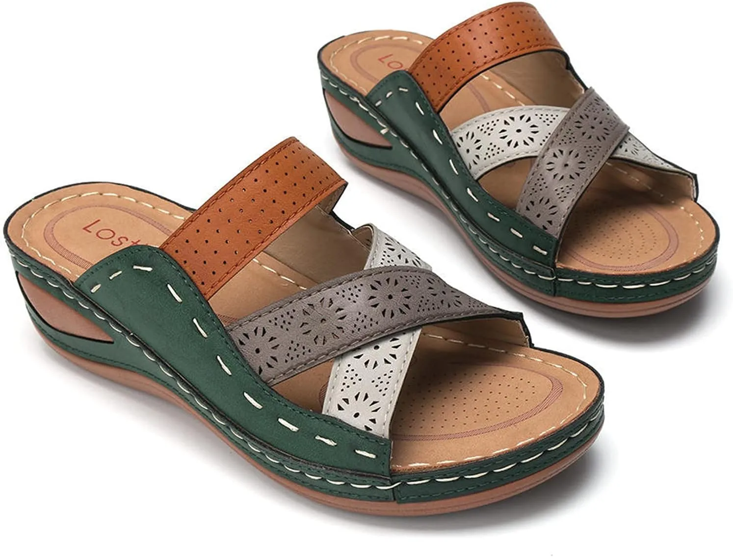 Ladmiple Sandals for Women Casual Summer 2023 Orthopedic Sandals with Arch Support Slippers Roman Open Toe Walking Shoes