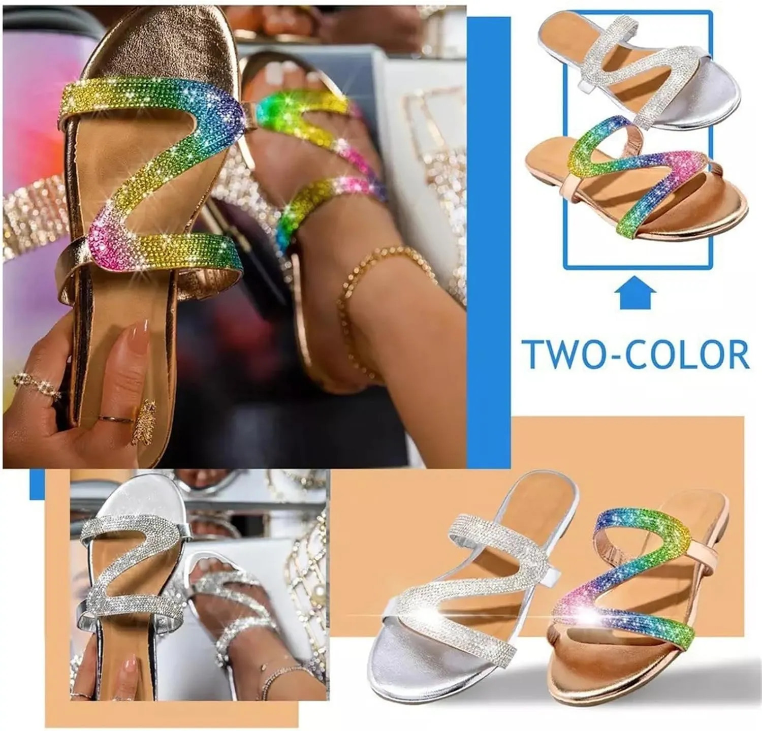 Ladmiple Sandals for Women Flat,Womens 2023 Flats Sandal Flip Flops Open Toe Sandals Beach Summer Travel Shoes Slippers