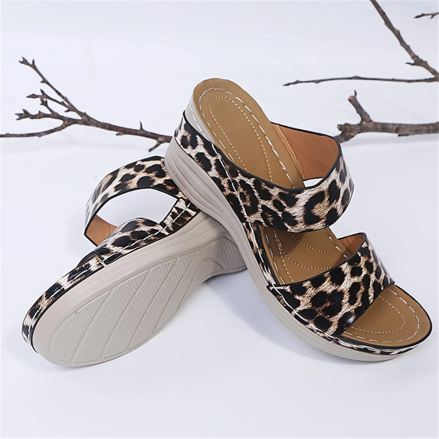 Ladmiple Sandals Women Comfortable Cute Wedge Orthopedic Walking Slippers with Arch Support Dressy Summer Orthotic Flip Flops
