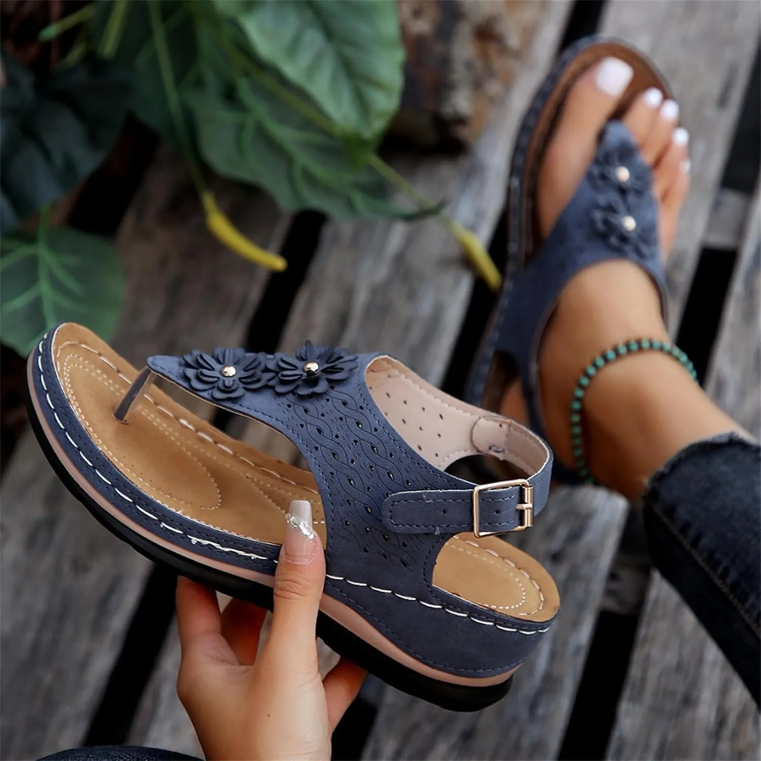 Ladmiple Sandals Women Dressy Comfortable Flat Orthotic Flip Flops Casual Summer Walking Orthopedic Slides With Arch Support