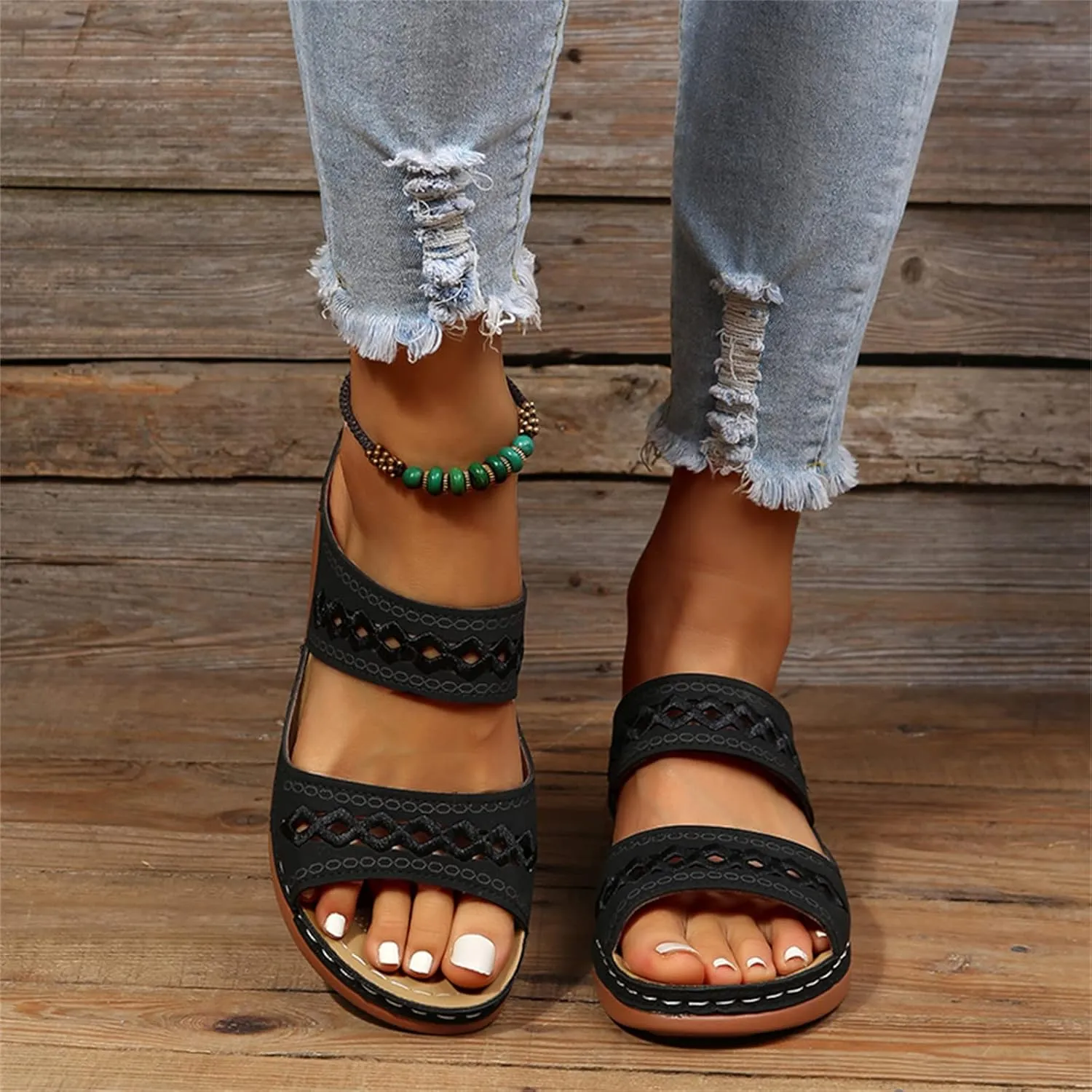 Ladmiple Summer Sandals for Women 2023 Dressy Wedge Orthopedic Flip Flops Open Toe Wedges Travel Casual Slip On Sandal