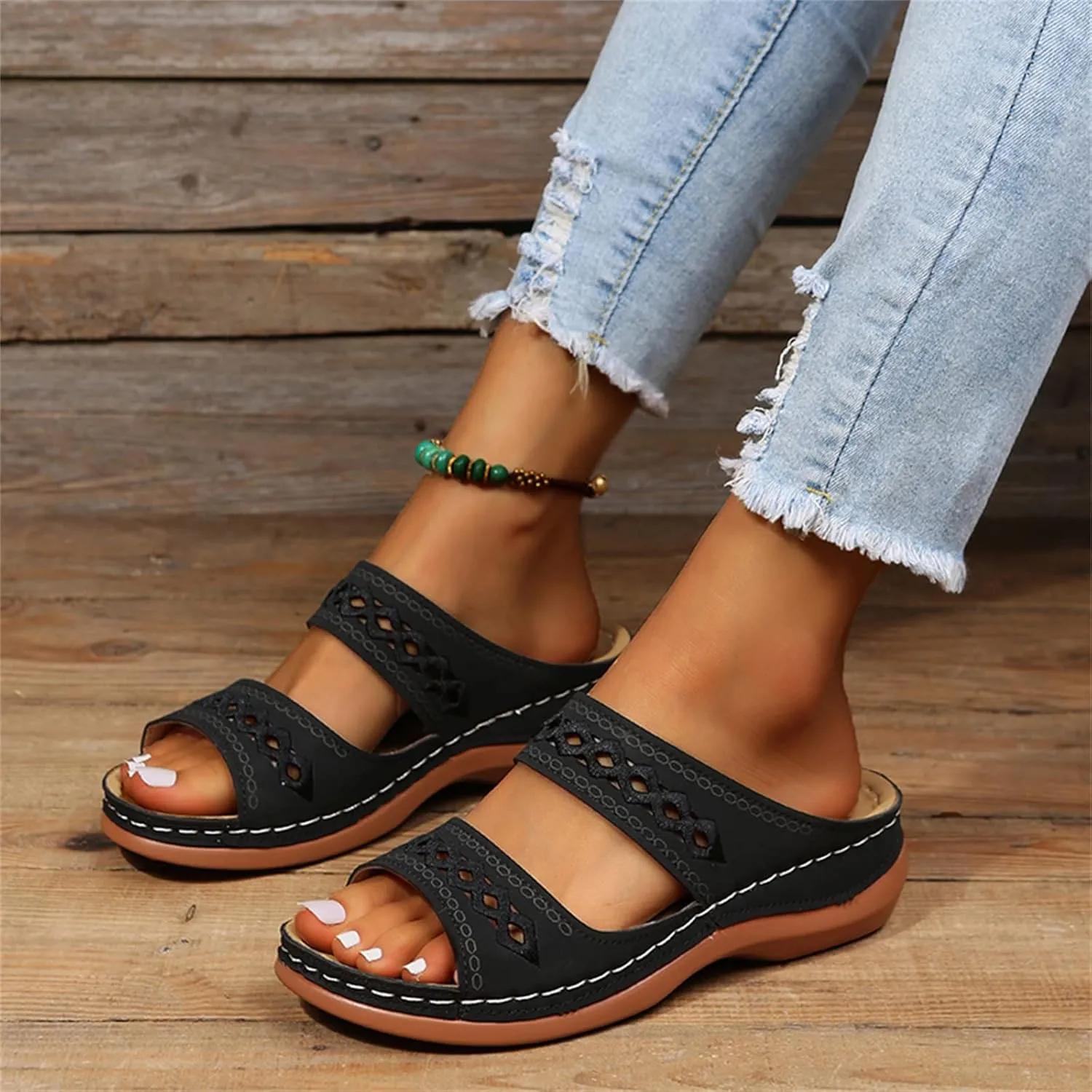 Ladmiple Summer Sandals for Women 2023 Dressy Wedge Orthopedic Flip Flops Open Toe Wedges Travel Casual Slip On Sandal