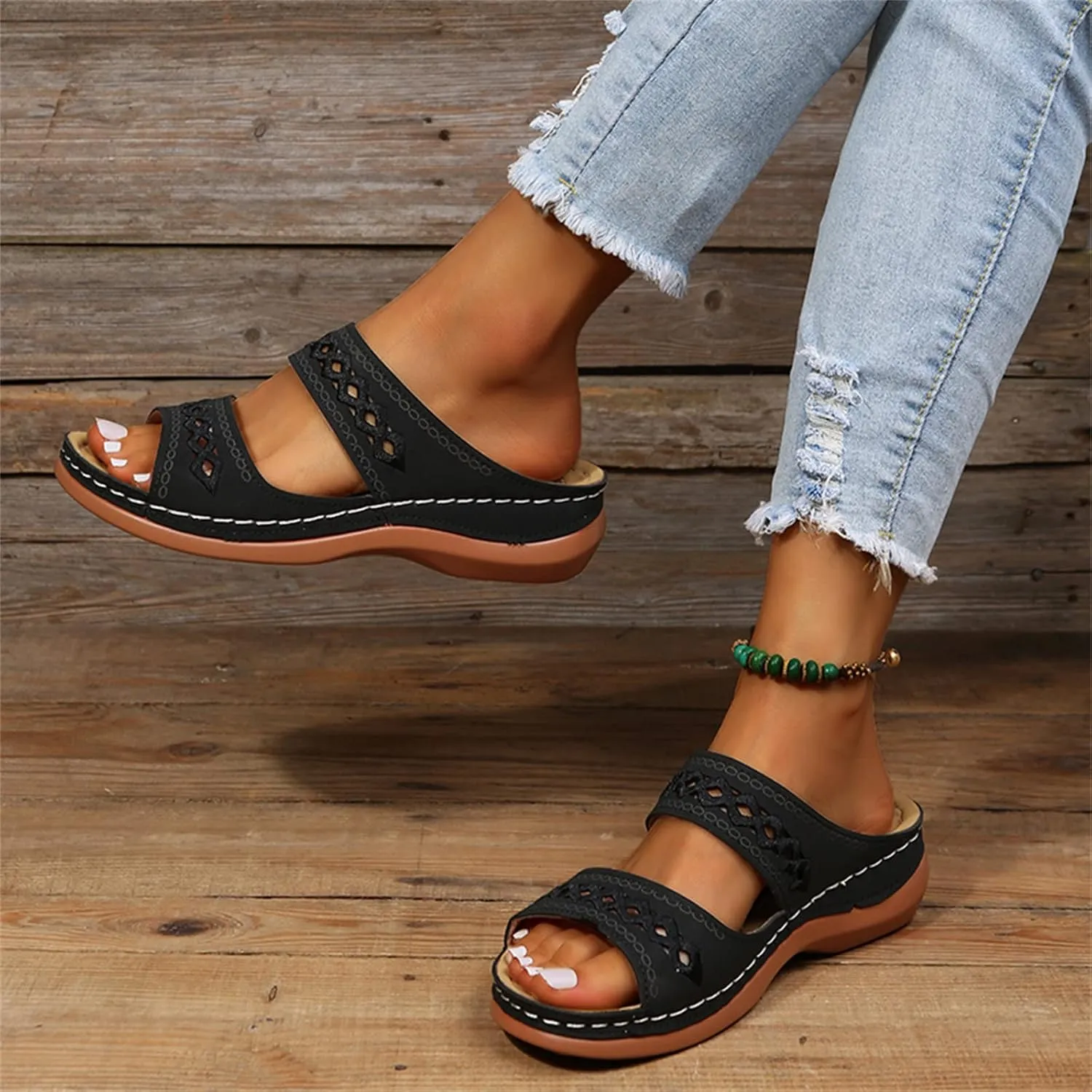 Ladmiple Summer Sandals for Women 2023 Dressy Wedge Orthopedic Flip Flops Open Toe Wedges Travel Casual Slip On Sandal
