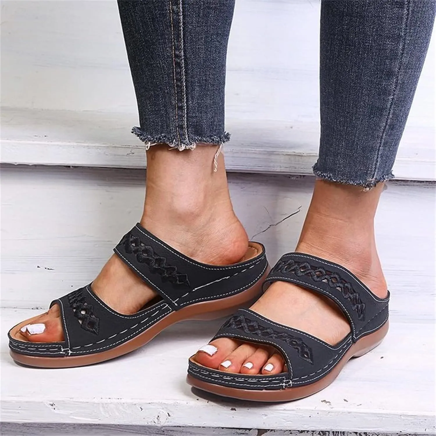 Ladmiple Summer Sandals for Women 2023 Dressy Wedge Orthopedic Flip Flops Open Toe Wedges Travel Casual Slip On Sandal