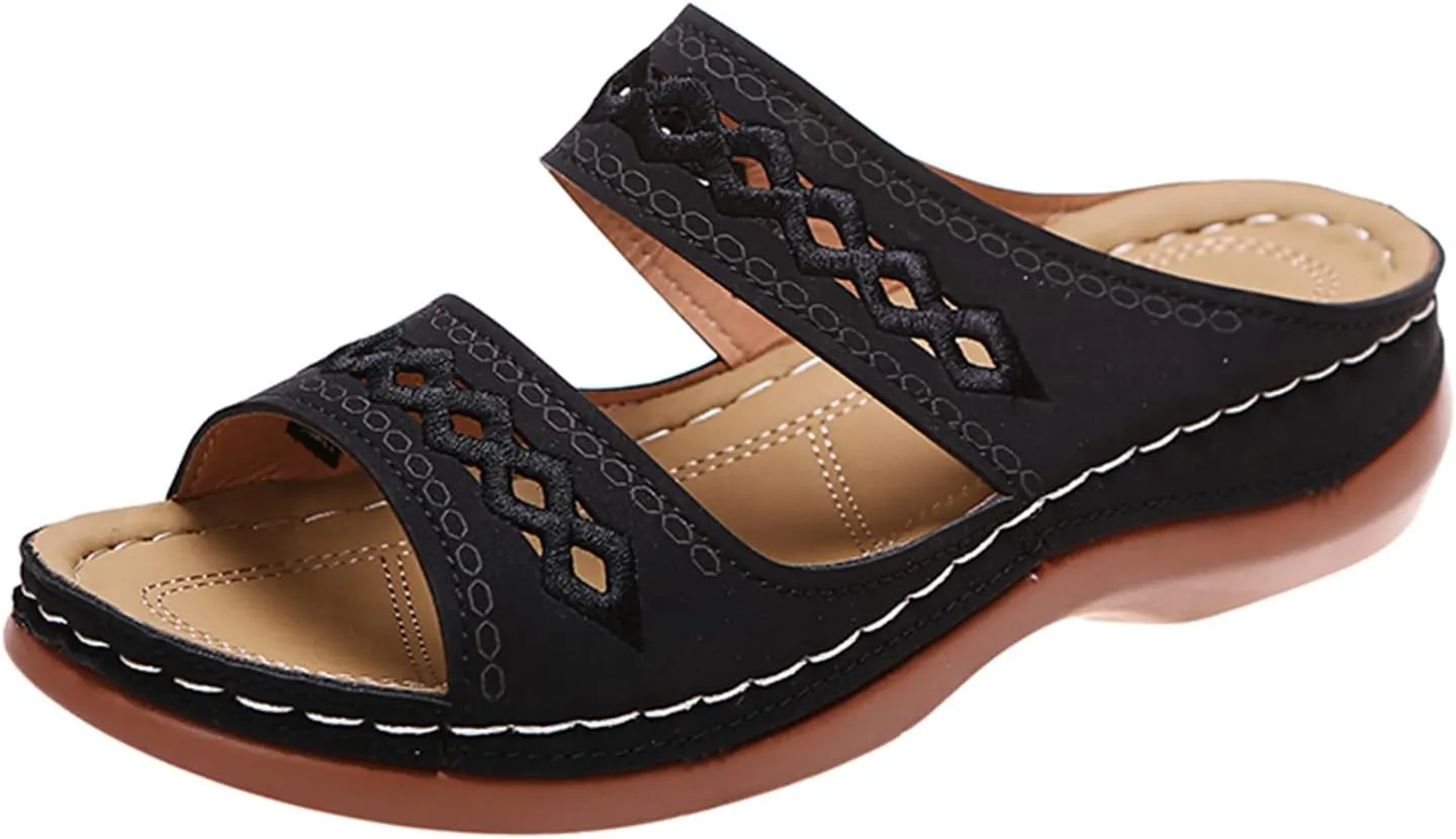 Ladmiple Summer Sandals for Women 2023 Dressy Wedge Orthopedic Flip Flops Open Toe Wedges Travel Casual Slip On Sandal