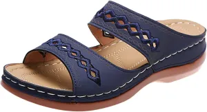 Ladmiple Summer Sandals for Women 2023 Wedge Slides Sandals Breathable Slip On Open Toe Dressy Comfort Orthopedic Shoes