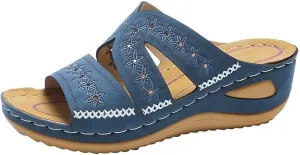 Ladmiple Summer Sandals for Women 2023 Wedge Slides Sandals Breathable Slip On Open Toe Dressy Comfort Orthopedic Shoes