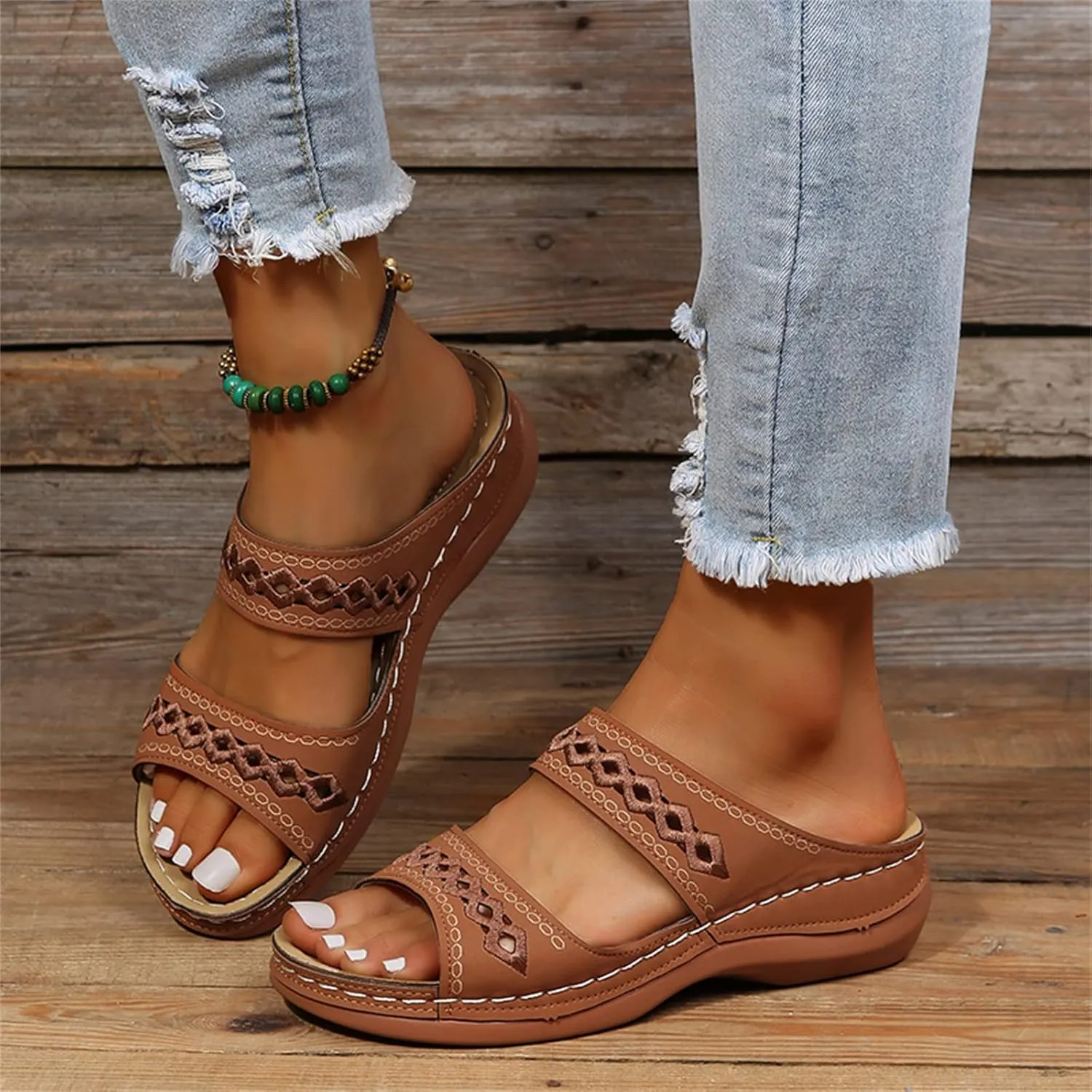 Ladmiple Women's Sandals Comfortable Dressy Arch Support Orthotic Flip Flops Walking Orthopedic Slides Summer Shoes 2023