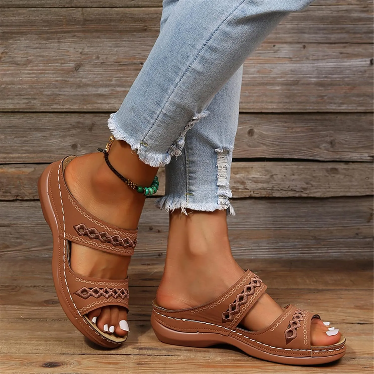 Ladmiple Women's Sandals Comfortable Dressy Arch Support Orthotic Flip Flops Walking Orthopedic Slides Summer Shoes 2023