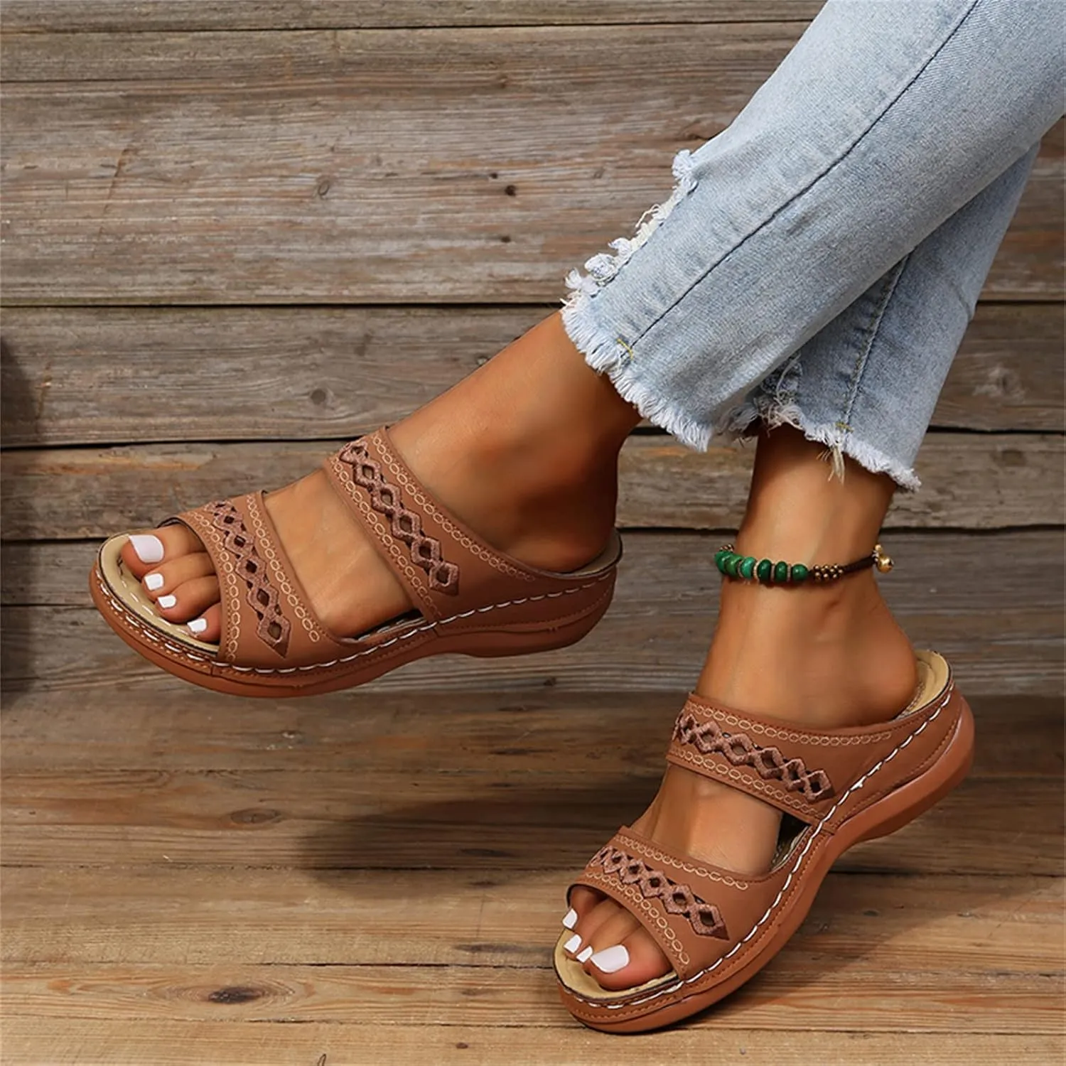 Ladmiple Women's Sandals Comfortable Dressy Arch Support Orthotic Flip Flops Walking Orthopedic Slides Summer Shoes 2023