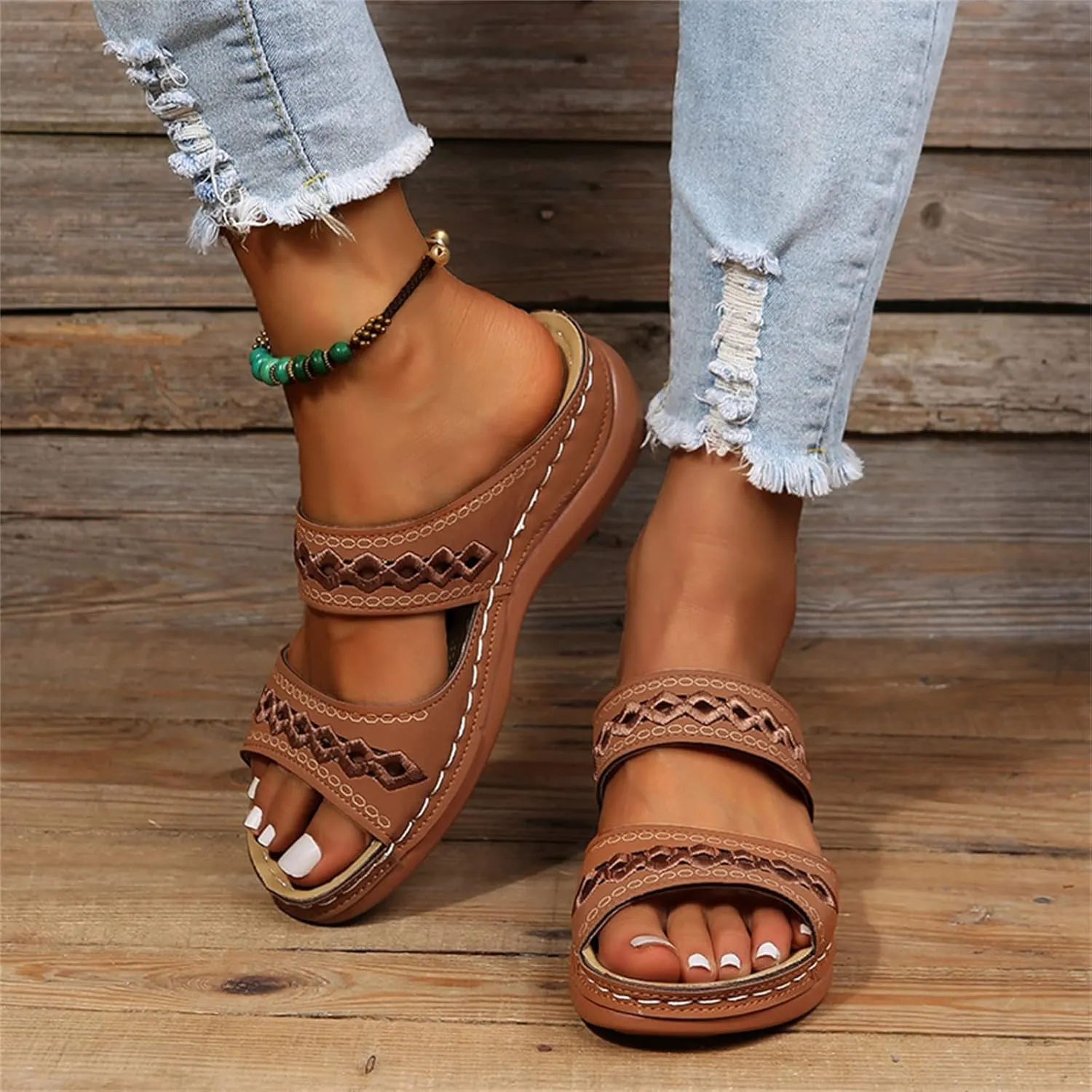 Ladmiple Women's Sandals Comfortable Dressy Arch Support Orthotic Flip Flops Walking Orthopedic Slides Summer Shoes 2023