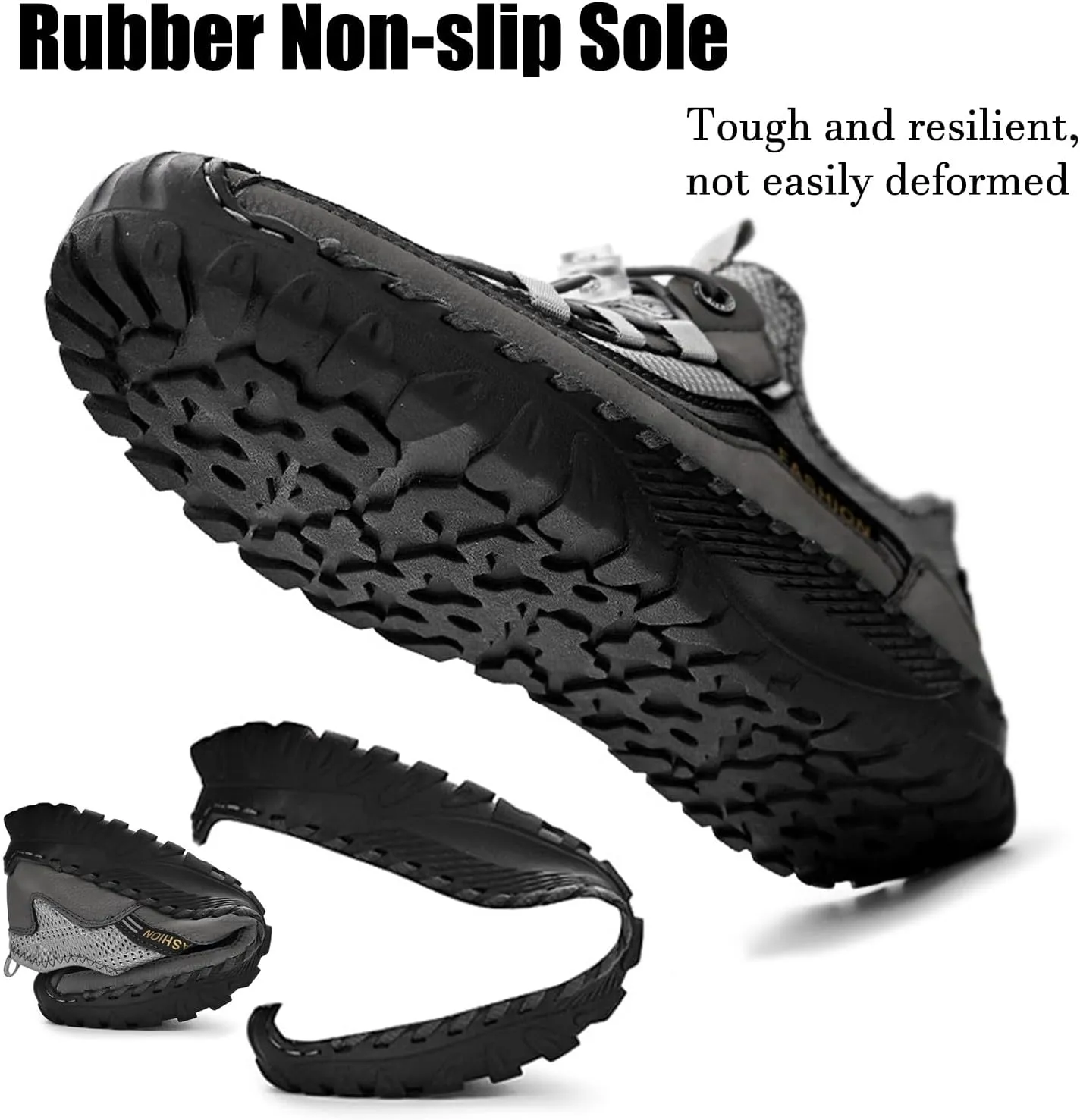 Lossarye Men's Outdoor Mesh Hiking Sports Shoes Handmade Summer Slip On Drawstring Water Shoes Breathable Non-Slip Walking Climbing Sneakers