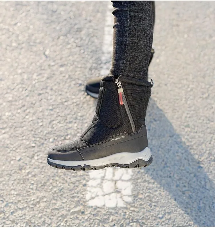 Men's and Women's Fur Lined Warm Outdoor Hiking Waterproof Winter Shoes,Waterproof Slip Resistant Lightweight Ankle Boots