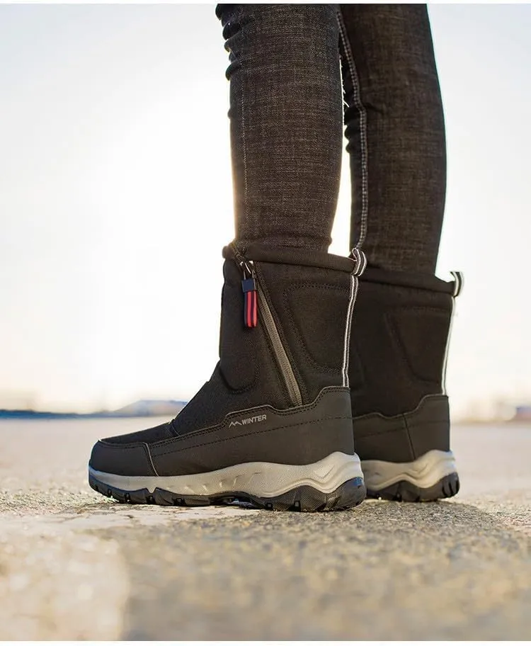 Men's and Women's Fur Lined Warm Outdoor Hiking Waterproof Winter Shoes,Waterproof Slip Resistant Lightweight Ankle Boots