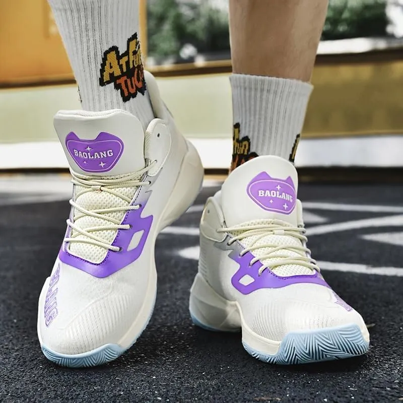 Men's Basketball Shoes High Top Anti Slip Breathable Fashionable Sports Shoes Lace Up Sports Training Boots