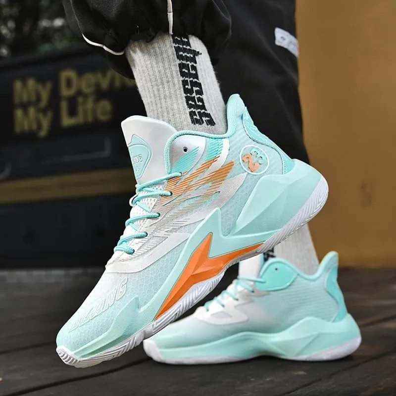 Men's Basketball Shoes High Top Anti Slip Breathable Fashionable Sports Shoes Lace Up Sports Training Boots