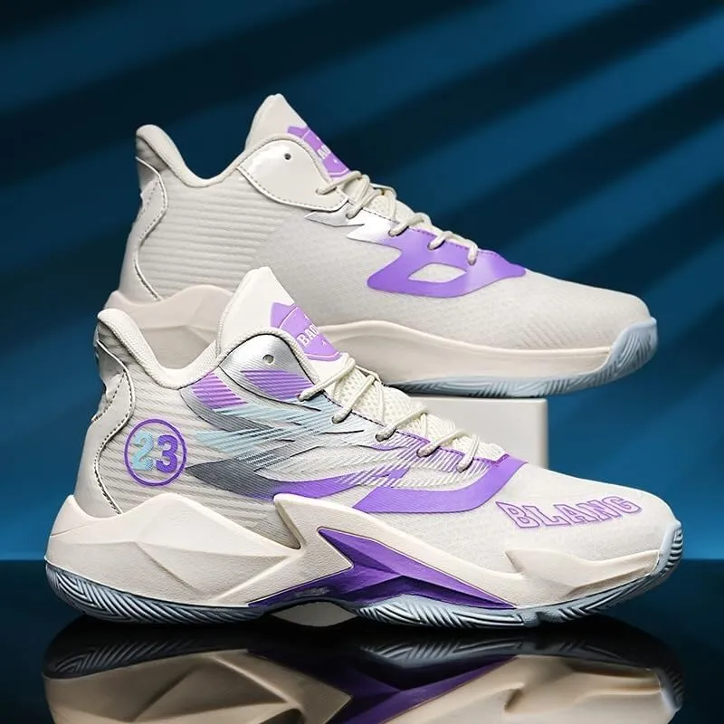 Men's Basketball Shoes High Top Anti Slip Breathable Fashionable Sports Shoes Lace Up Sports Training Boots