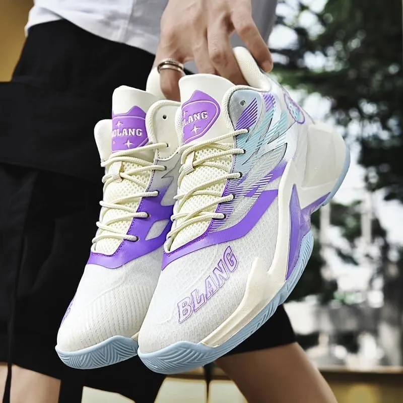 Men's Basketball Shoes High Top Anti Slip Breathable Fashionable Sports Shoes Lace Up Sports Training Boots