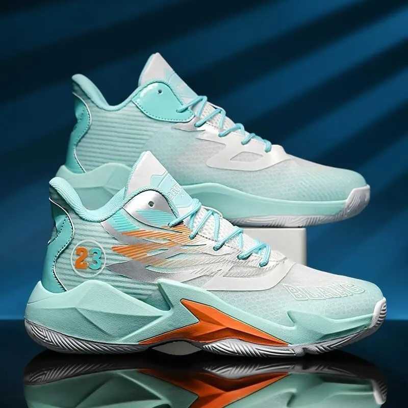 Men's Basketball Shoes High Top Anti Slip Breathable Fashionable Sports Shoes Lace Up Sports Training Boots
