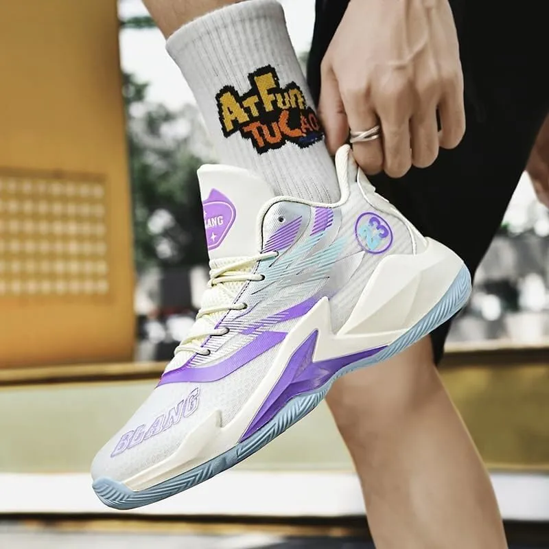 Men's Basketball Shoes High Top Anti Slip Breathable Fashionable Sports Shoes Lace Up Sports Training Boots