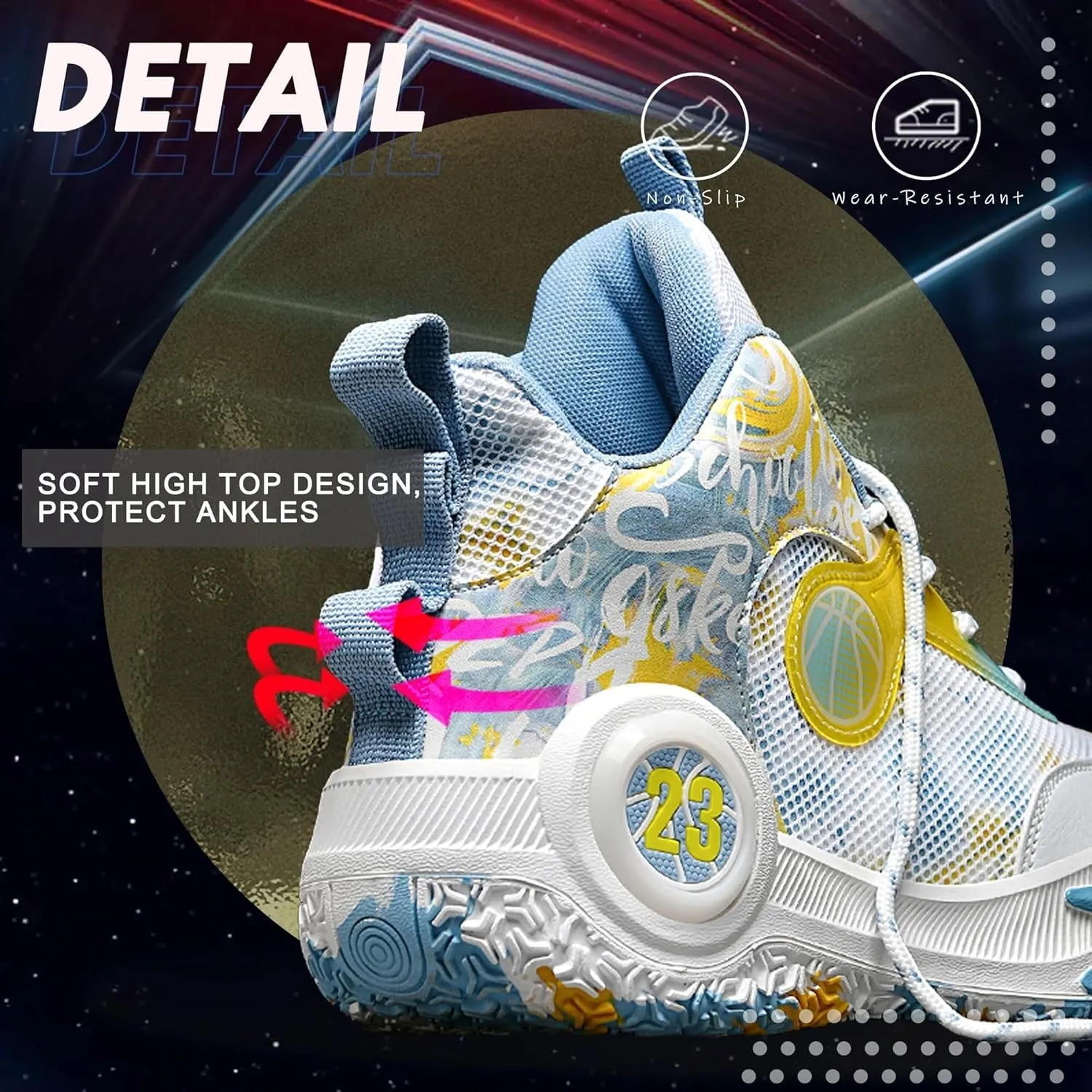 Men's Basketball Shoes Lightweight Breathable Outdoor Sports Shoes Fashionable Non Slip Running Sports Boots