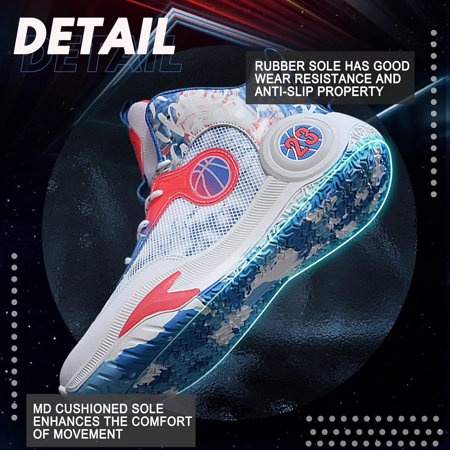 Men's Basketball Shoes Lightweight Breathable Outdoor Sports Shoes Fashionable Non Slip Running Sports Boots