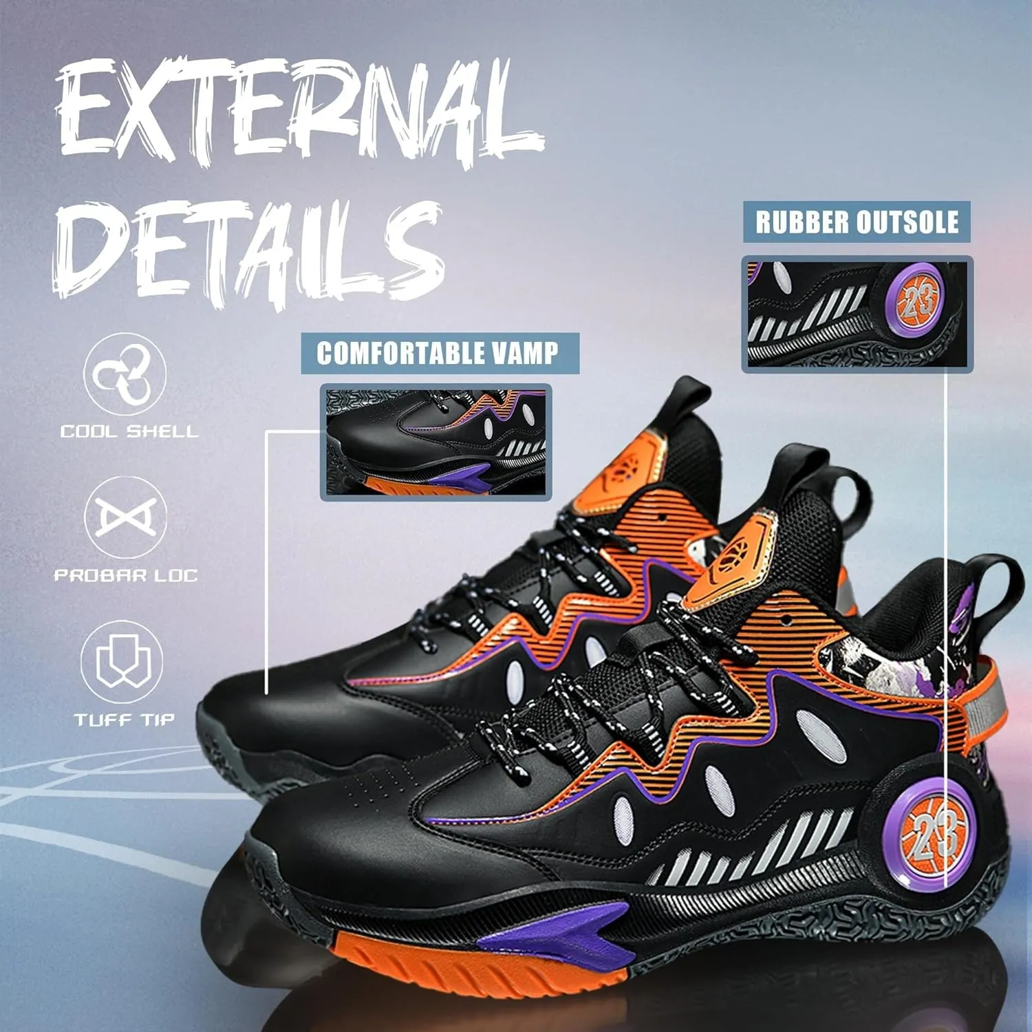 Men's Basketball Shoes Lightweight Breathable Outdoor Sports Shoes Fashionable Non Slip Running Sports Boots