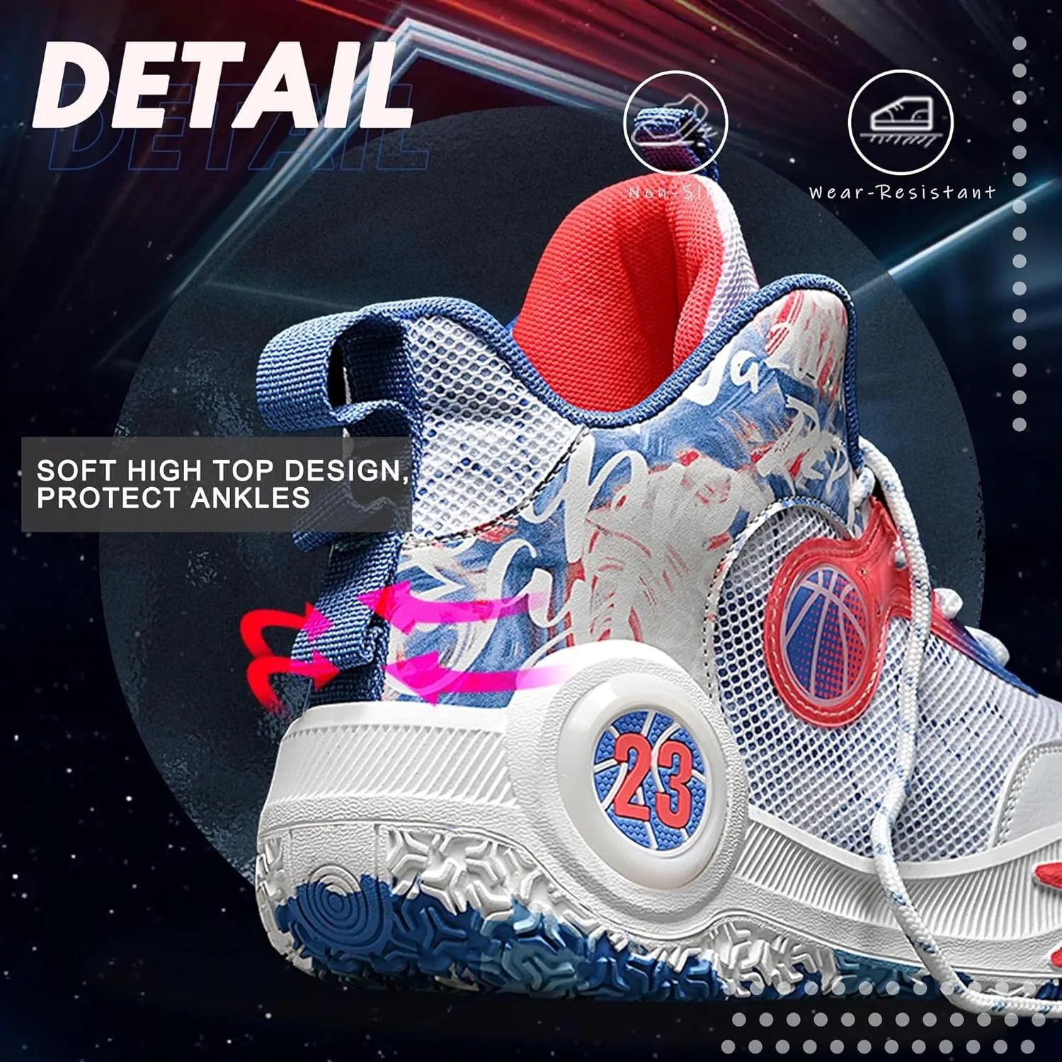 Men's Basketball Shoes Lightweight Breathable Outdoor Sports Shoes Fashionable Non Slip Running Sports Boots