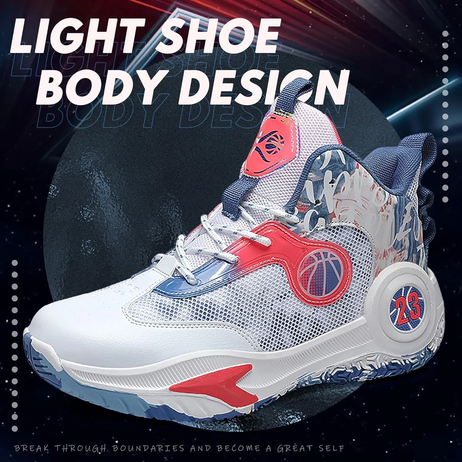 Men's Basketball Shoes Lightweight Breathable Outdoor Sports Shoes Fashionable Non Slip Running Sports Boots