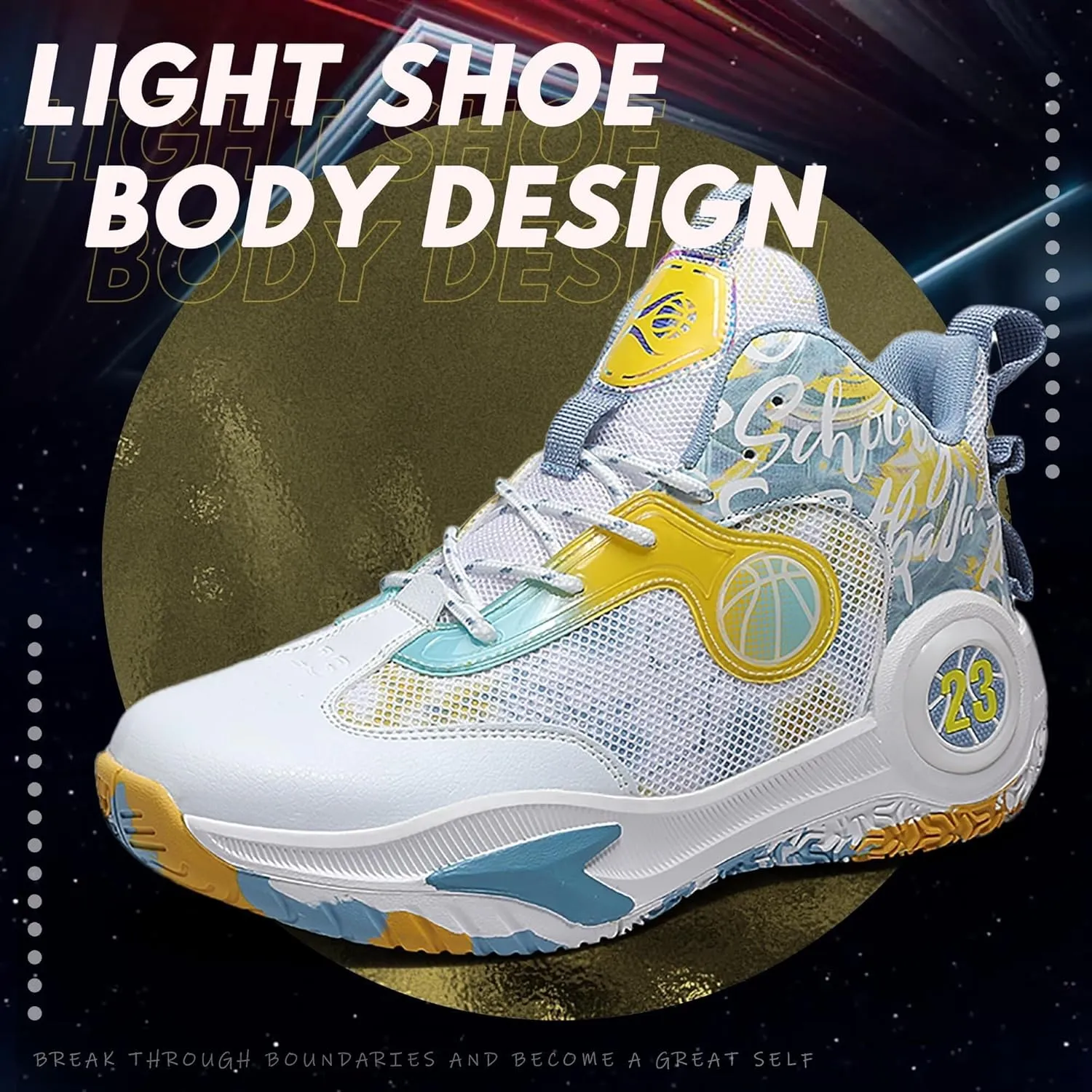 Men's Basketball Shoes Lightweight Breathable Outdoor Sports Shoes Fashionable Non Slip Running Sports Boots