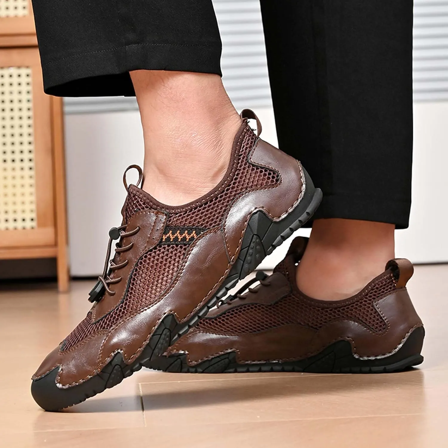 Men's Breathable Mesh Casual Walking Shoes, Outdoor Anti Slip Hiking and Mountain Climbing Shoes, Quick Drying Swimming, Fishing, Beach Water Shoes, Outdoor Sports
