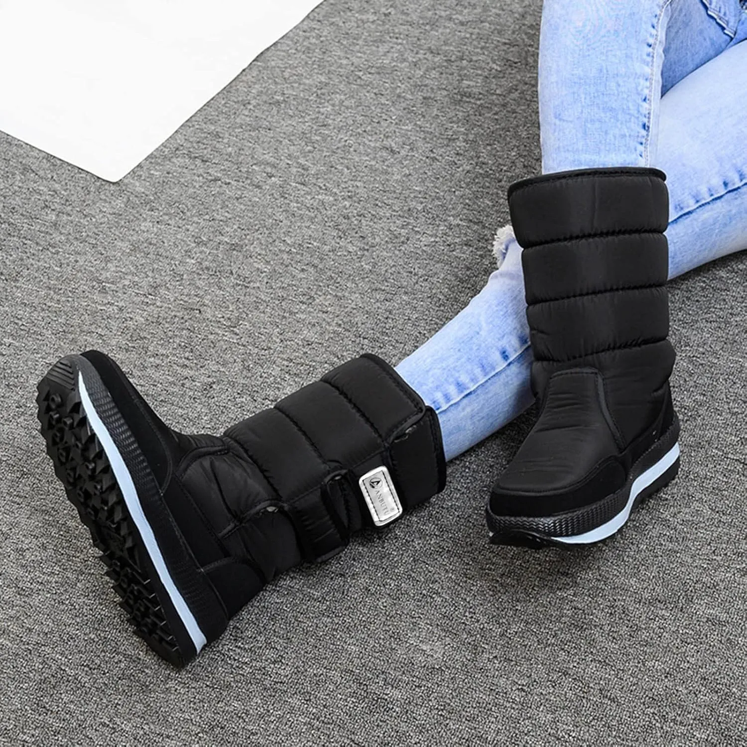Mens Hiking Boots, Waterproof Insulated Fur Boots Athletic Warm Boots Fur Lined Short Ankle Booties Women's Winter Boots