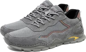 Men's Non-Slip Leather Hiking Shoes Outdoor Breathable Walking Sneakers Lightweight Trekking Training Walking Camping