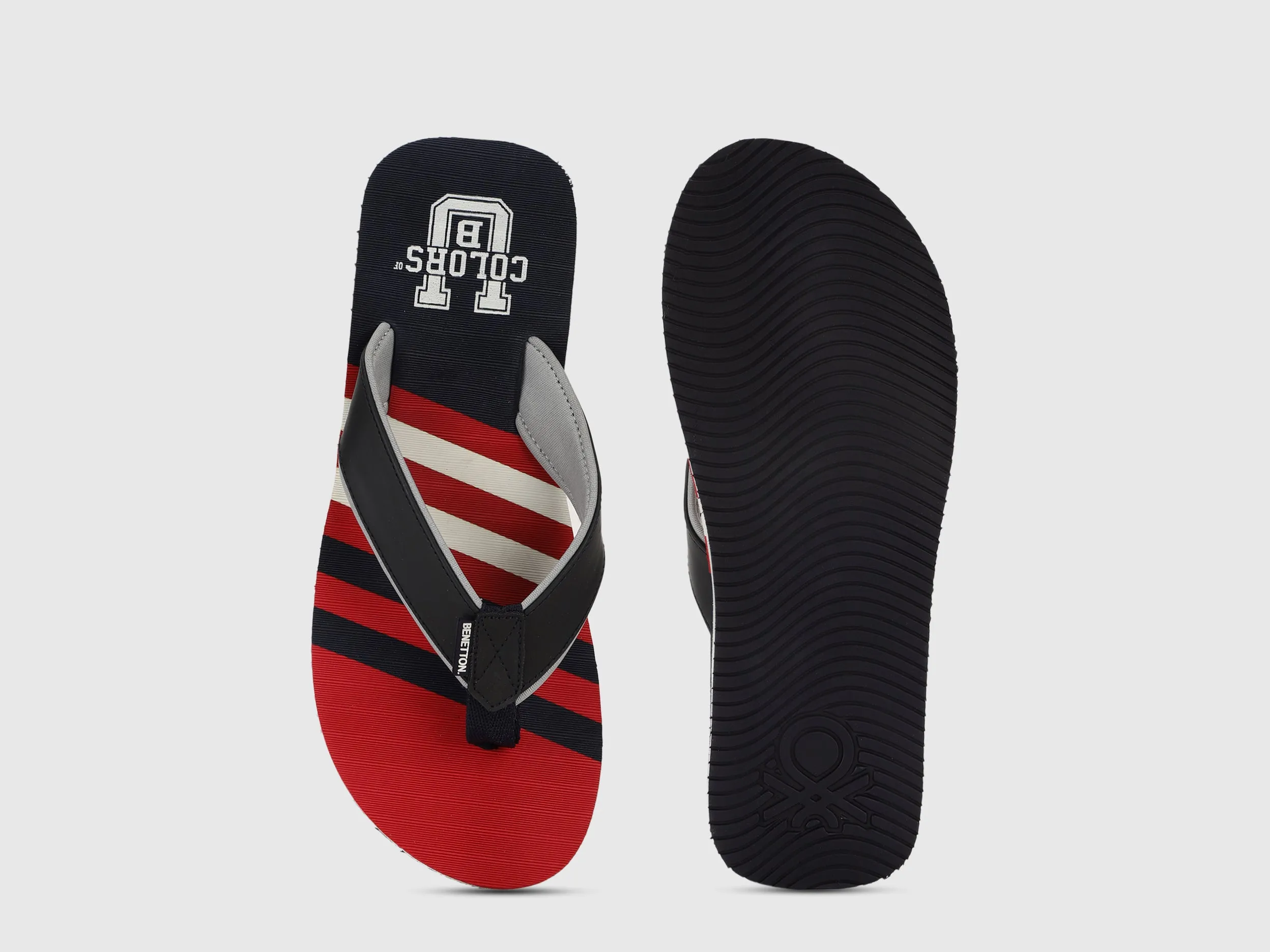 Men's Red & Black Striped Thong Flip-Flops
