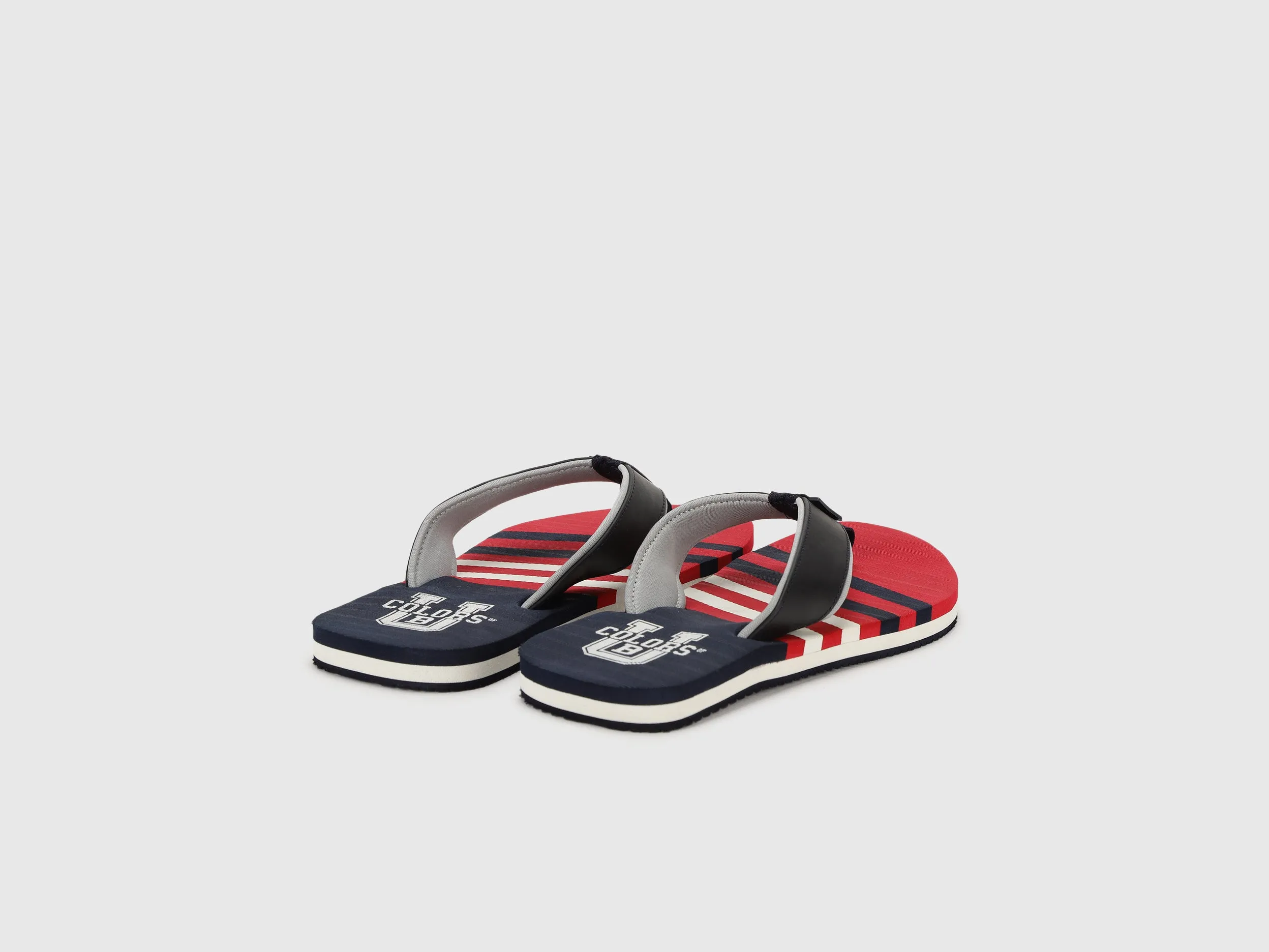 Men's Red & Black Striped Thong Flip-Flops