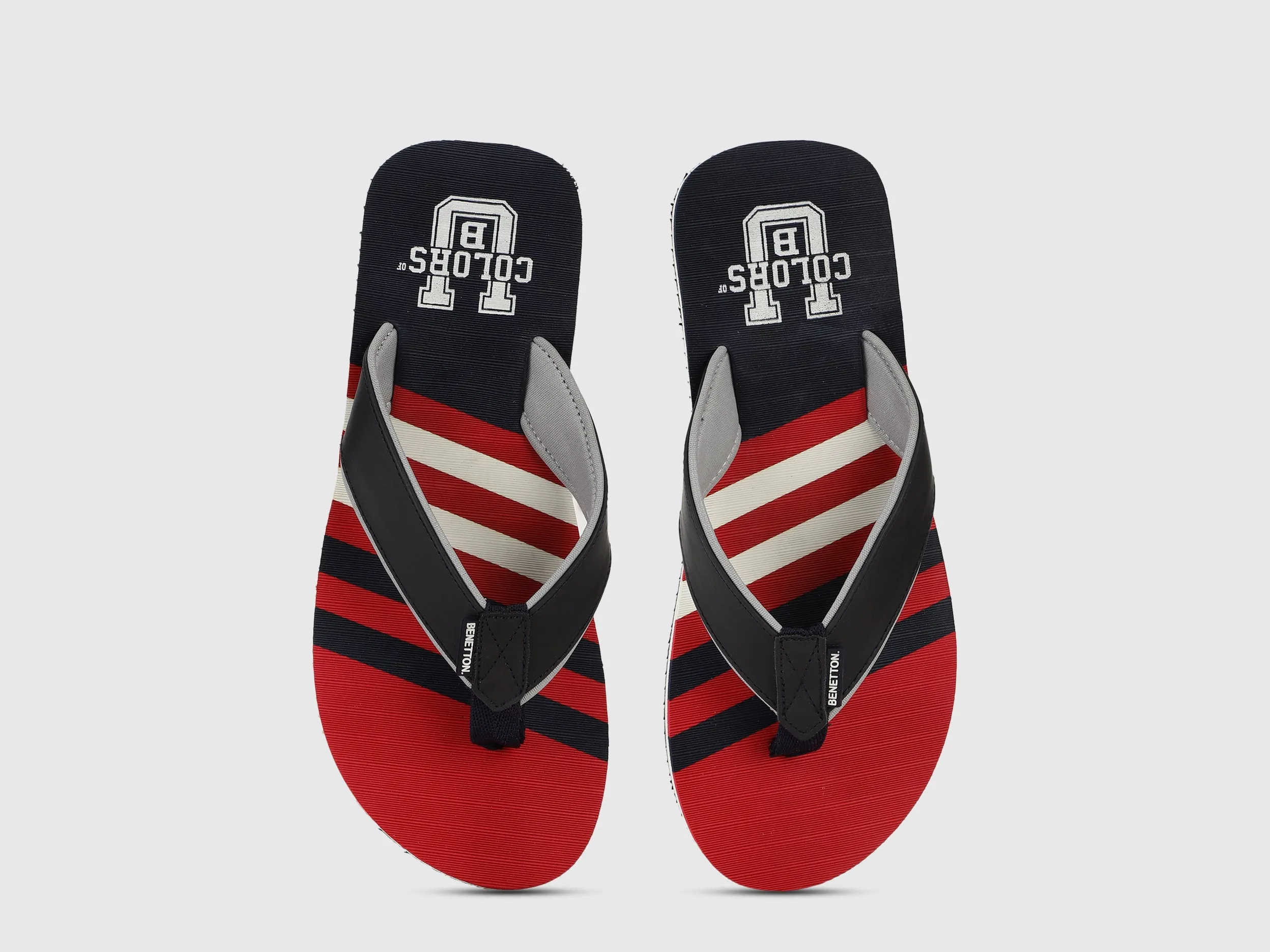 Men's Red & Black Striped Thong Flip-Flops