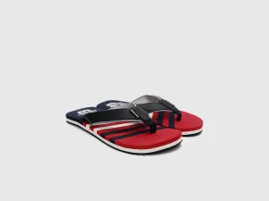 Men's Red & Black Striped Thong Flip-Flops