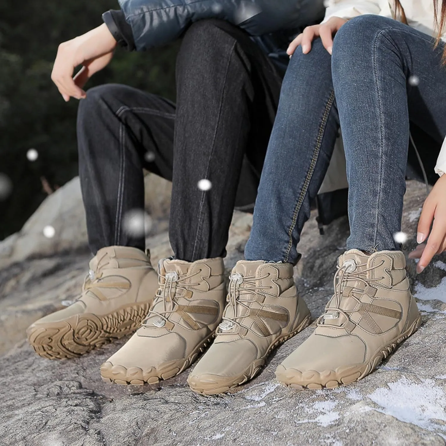 Mens Snow Boots Waterproof Warm Furry Lined Winter Boots Lace Up Cold Weather Anti-Slip Ankle Boots Slip on Athletic Hiking Walking Shoes Sneakers