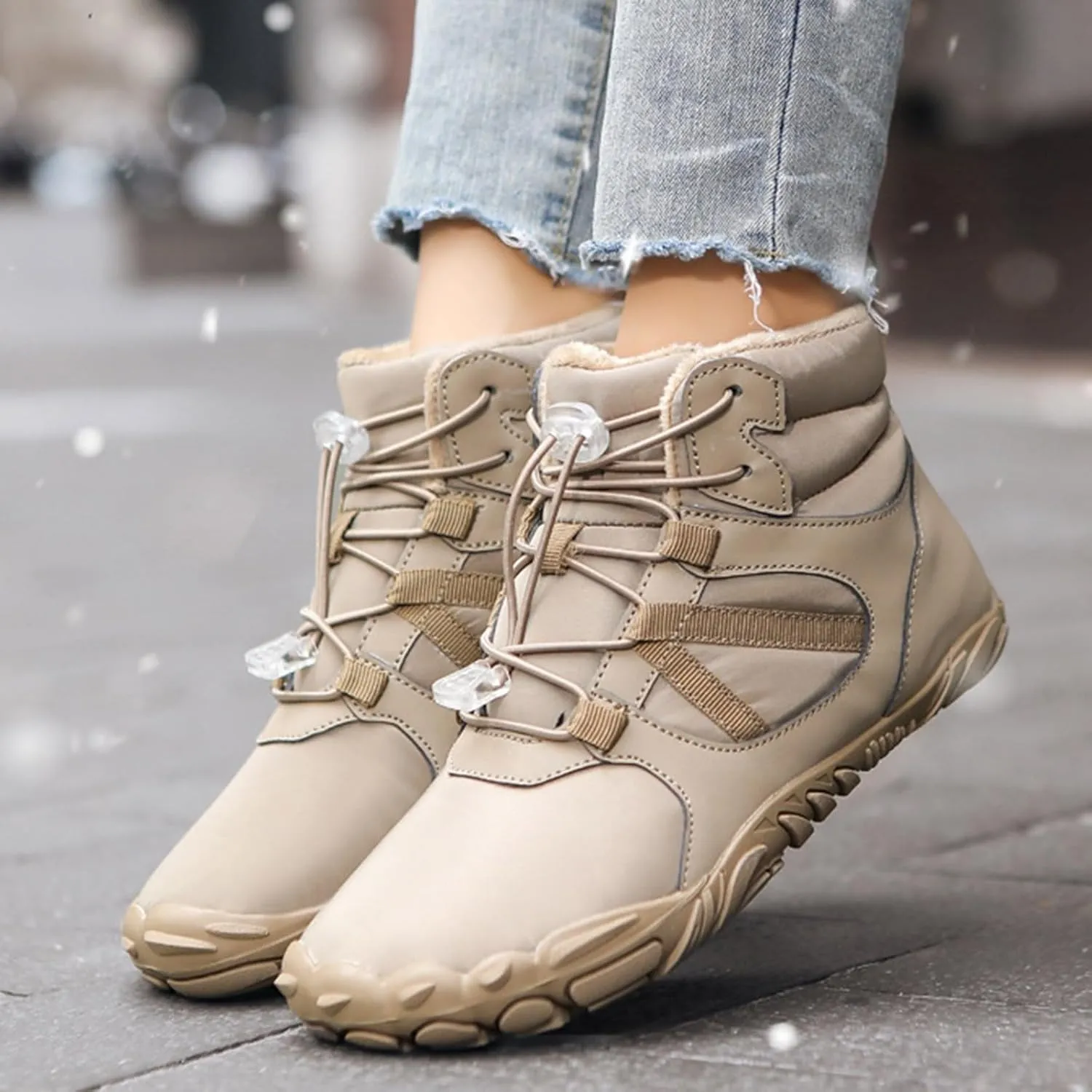 Mens Snow Boots Waterproof Warm Furry Lined Winter Boots Lace Up Cold Weather Anti-Slip Ankle Boots Slip on Athletic Hiking Walking Shoes Sneakers