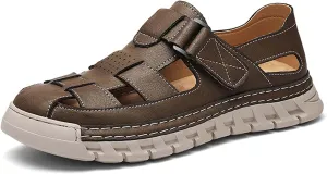 Men's Sports Sandals Breathable Hollow Out Closed Toe Summer Outdoor Hiking Beach Fisherman Climbing Off-Road Work Shoes