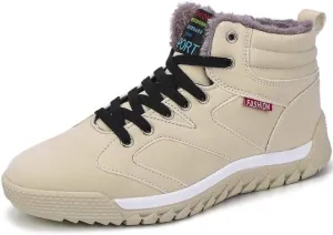 Men's Winter Walking Boots for Outdoor Activities, Plush Warm Snow Boots, High Top Non Slip Lace Up Skate Shoes